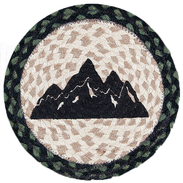 Round Mini Swatch Trivet Rug by Capitol Earth Rugs (Mountain Silhouette)
