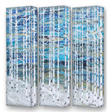 The Nancy Seilers Skiing in the Forest Three Panel Metal Box Art by Meissenburg Designs is a beautiful highlight piece for any home.