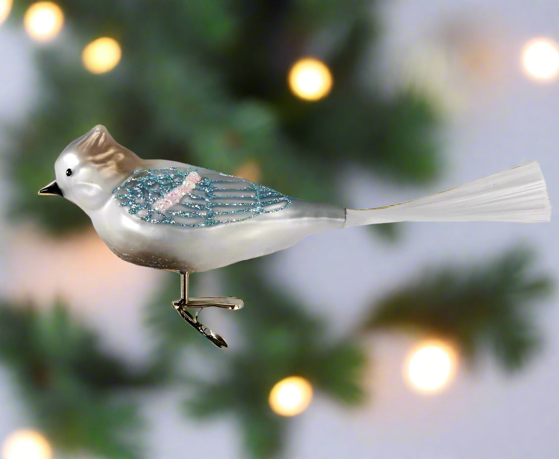 Blue Jay Glass Christmas Ornament