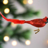Large Red Cardinal Glass Christmas Ornament