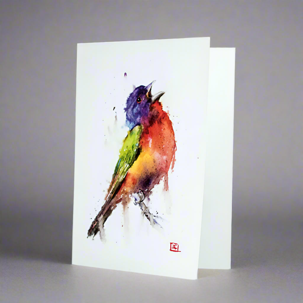 Dean Courser Painted Bunting Bird Watercolor Greeting Card