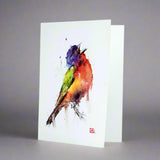 Dean Courser Painted Bunting Bird Watercolor Greeting Card
