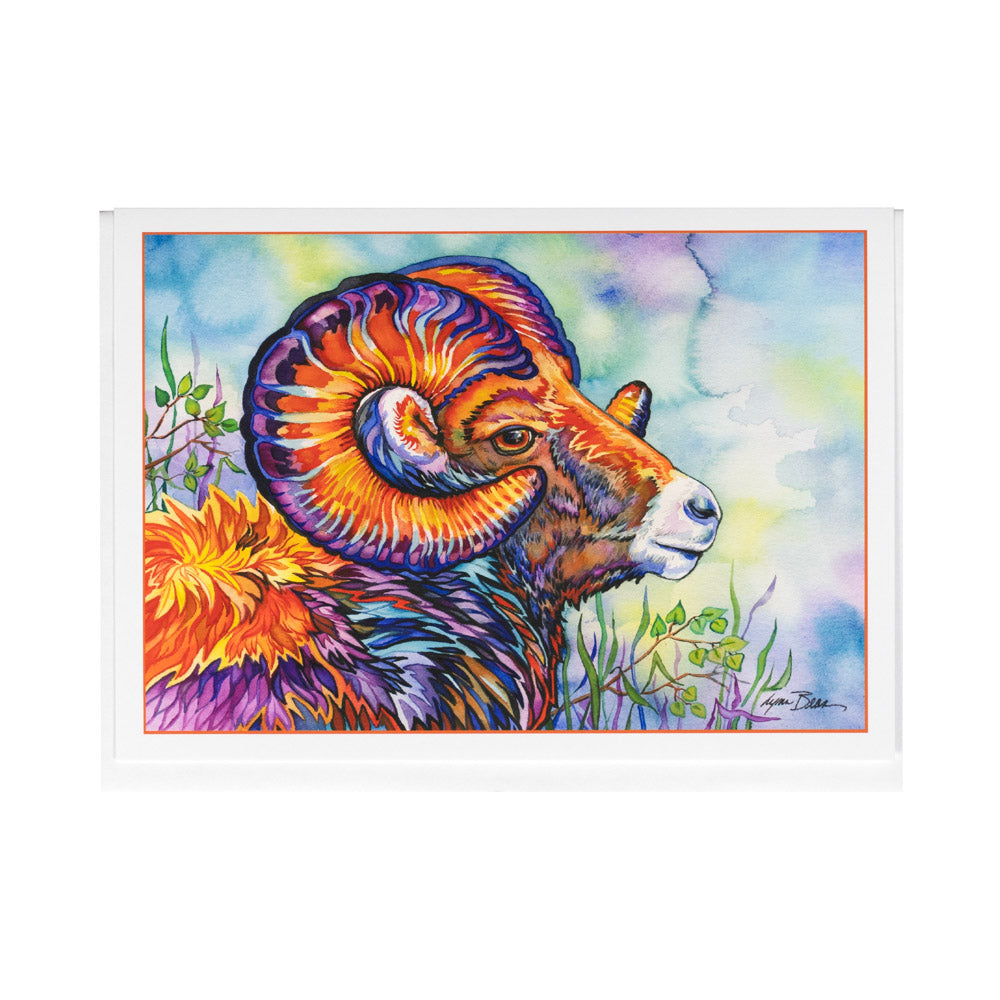 The Rainbow Ram Card by Lynn Bean brings the recipient of your card a work of art right to their hands.