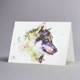 Sentry Wolf Watercolor Greeting Cards by Dean Crouser