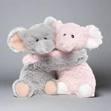 one grey and one pink elephant warmies hugs made with real lavender