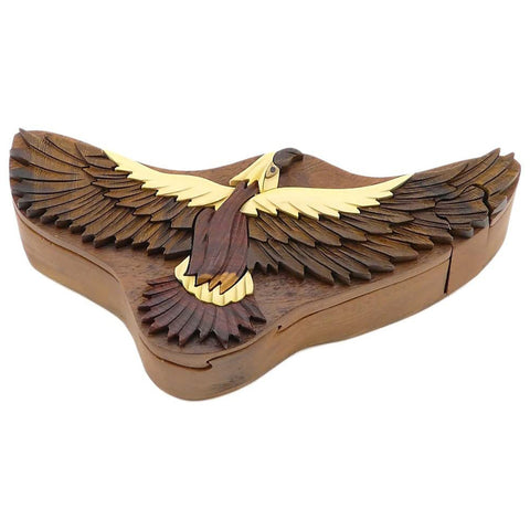 Wood Carved Hawk Puzzle Box by The Handcrafted