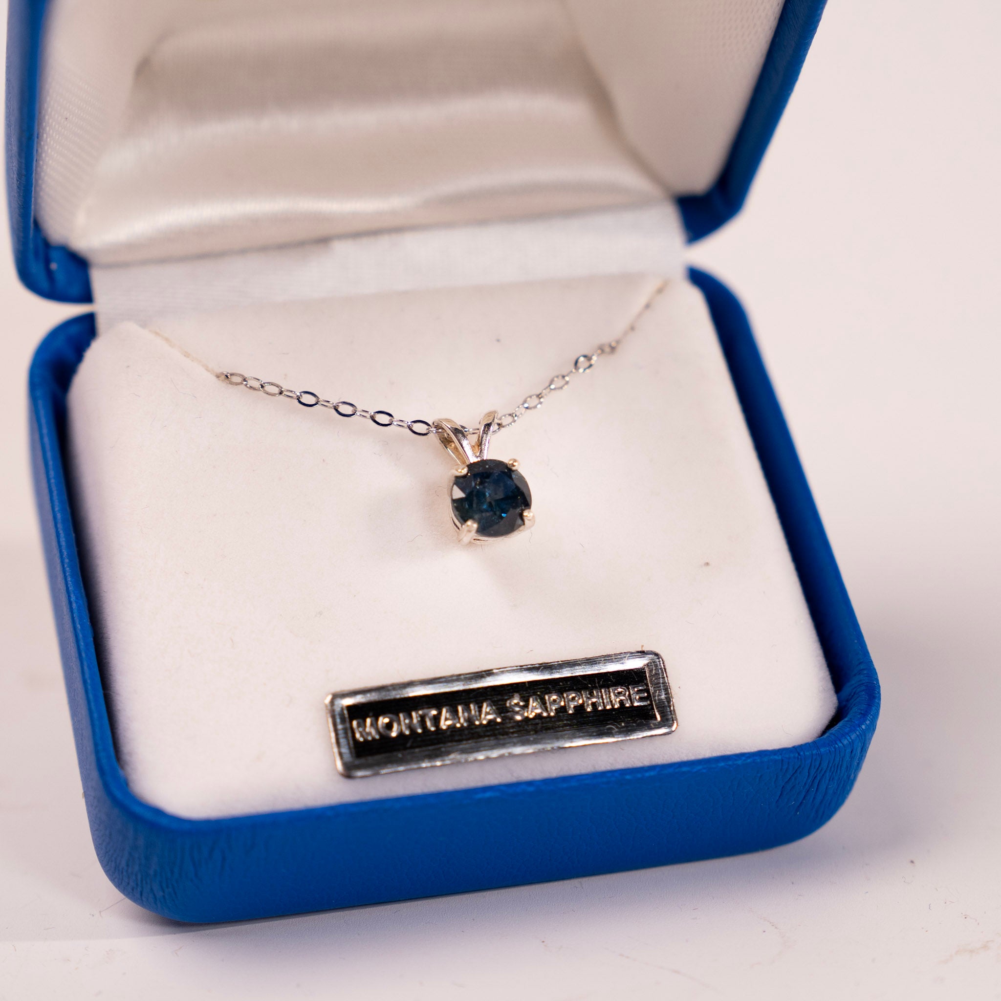 1.3 Carat Montana Sapphire Solitaire Pendant by Mac's Gems