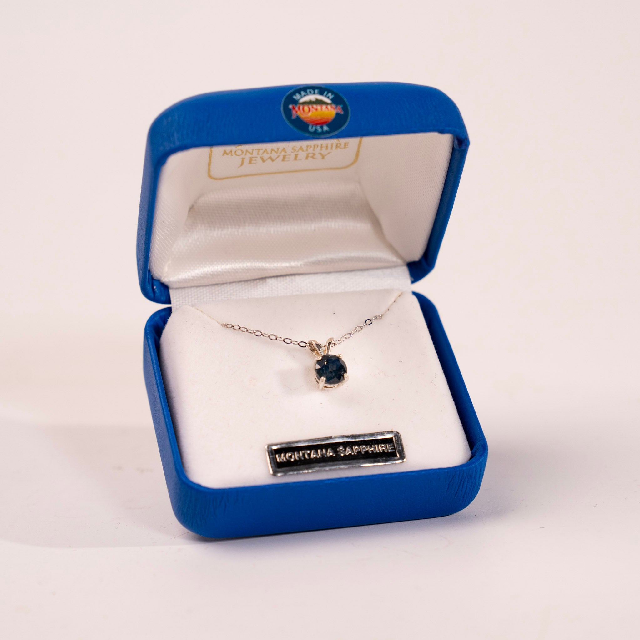 1.3 Carat Montana Sapphire Solitaire Pendant by Mac's Gems