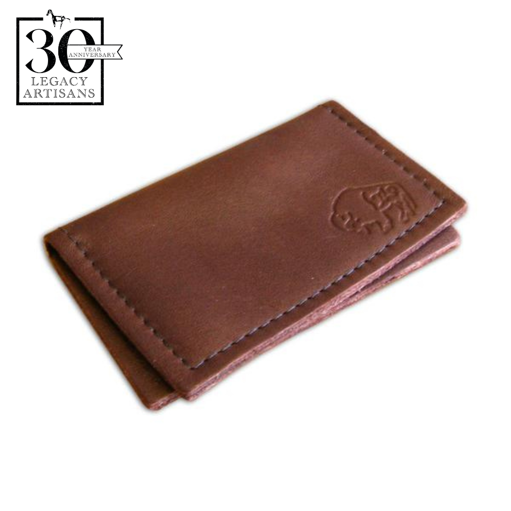 Chocolate 2-Pocket Leather Card Case