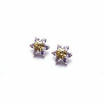 Yellow and Purple Montana Sapphire Sterling Silver Flower Earrings by Mac's Gems