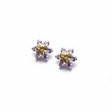 Yellow and Purple Montana Sapphire Sterling Silver Flower Earrings by Mac's Gems