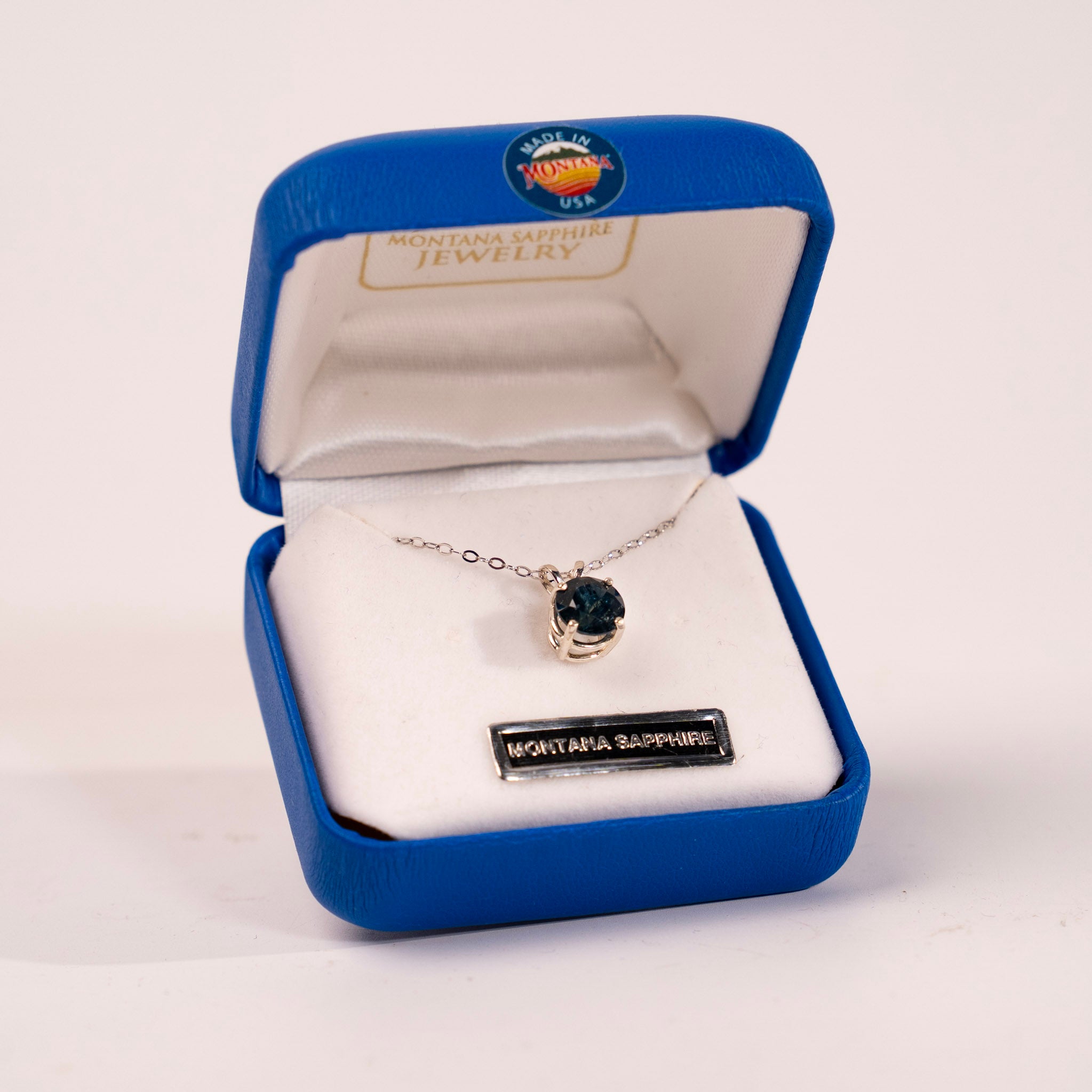 2 Carat Montana Sapphire Solitaire Pendant by Mac's Gems