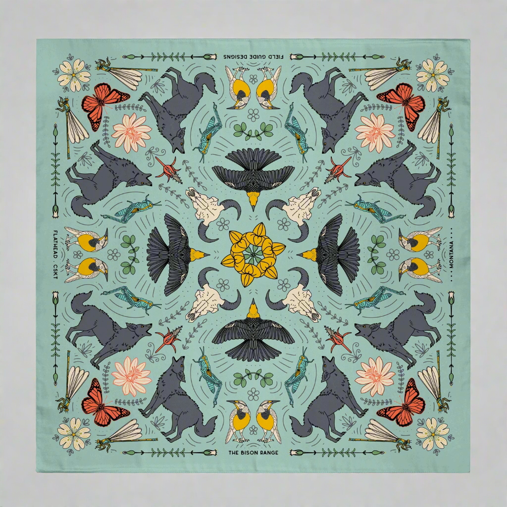 The Bison Range Montana Bandana by Field Guide Designs