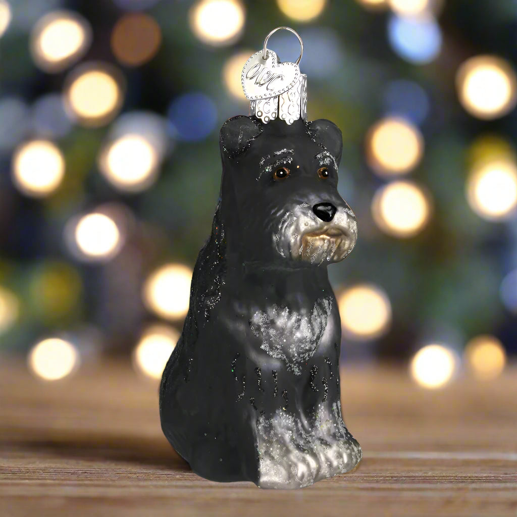 Black Schnauzer Glass Ornament