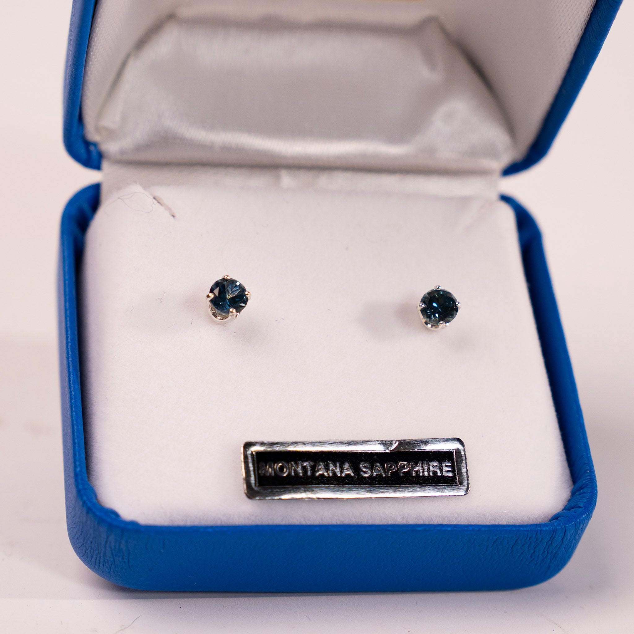 4.5 MM Montana Sapphire Earrings - close up