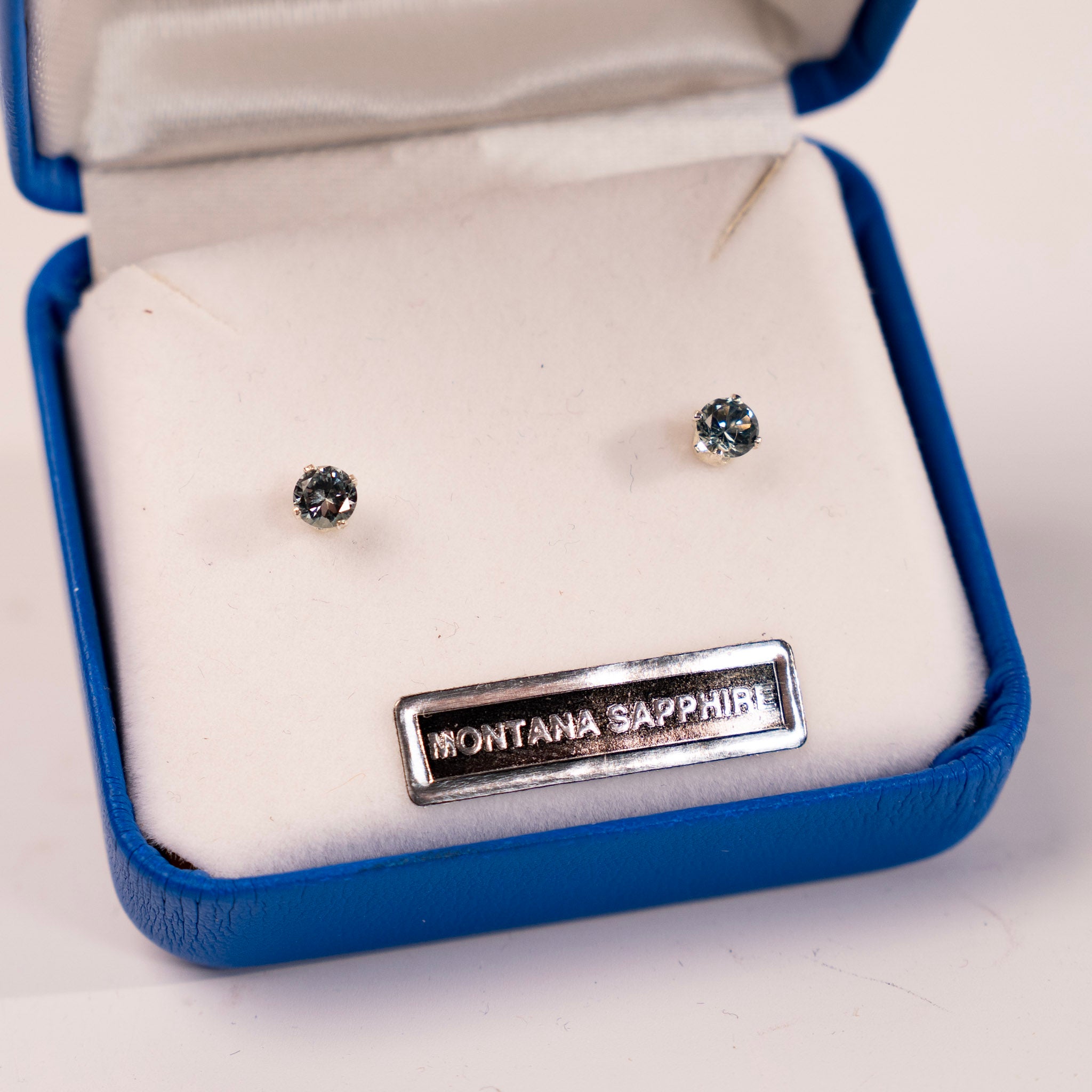 4 MM Montana Sapphire Earrings - close up