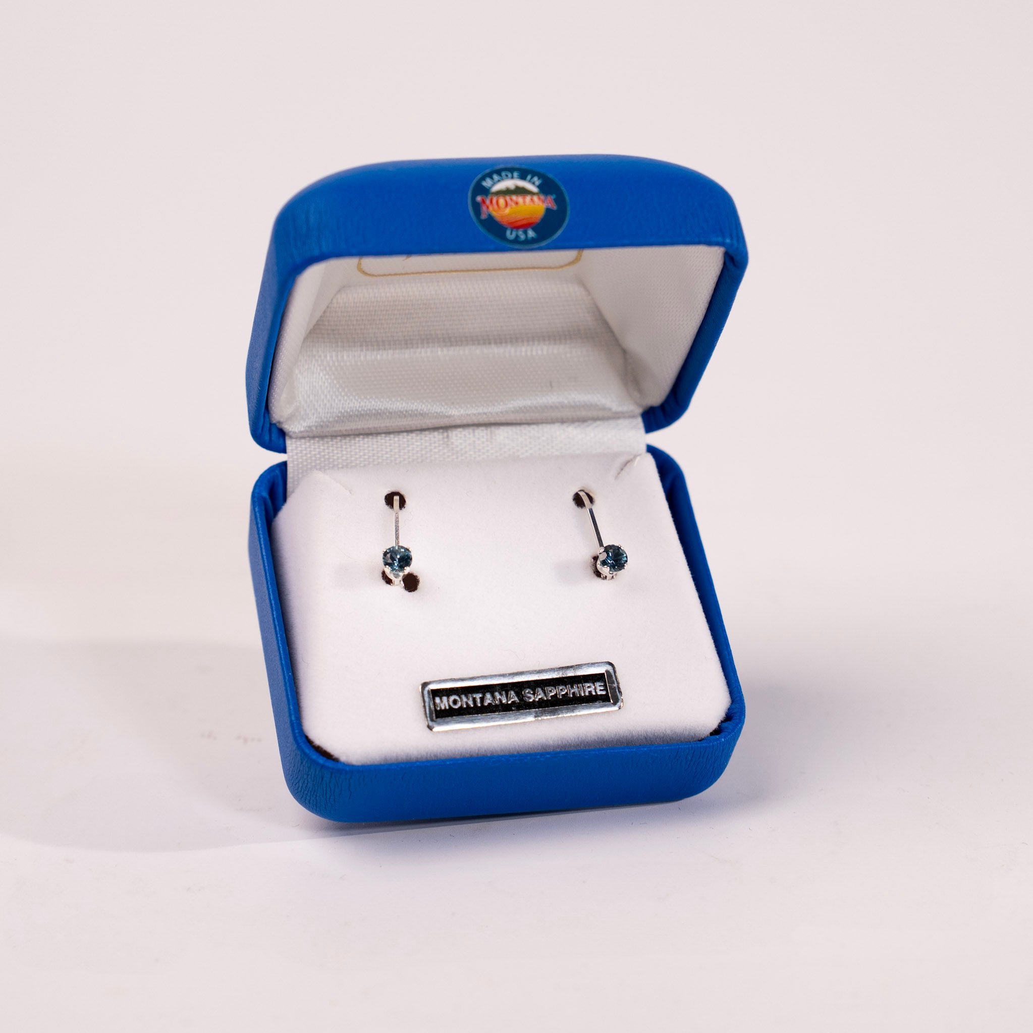 4 MM Montana Sapphire Latch Back Earrings by Mac's Gems