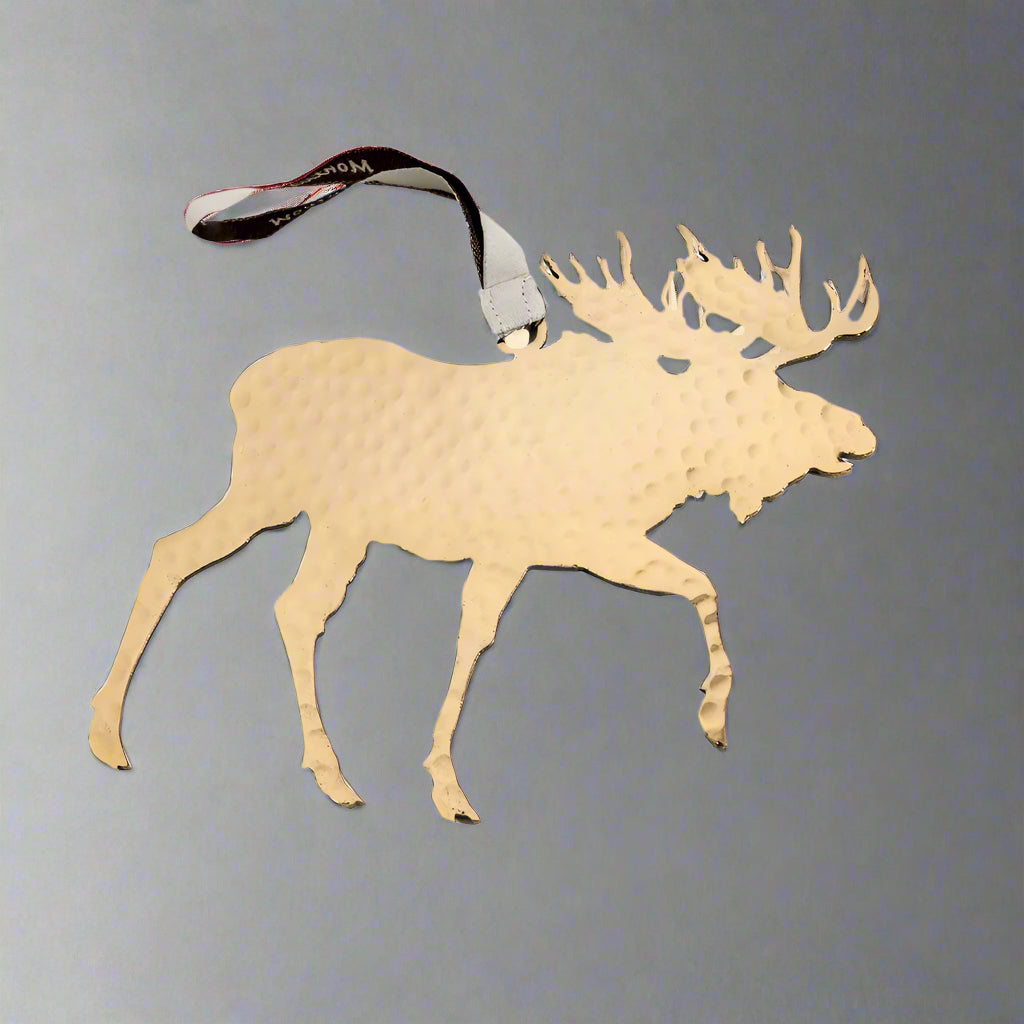 Brass Moose Stainless Steel Hammered Ornament