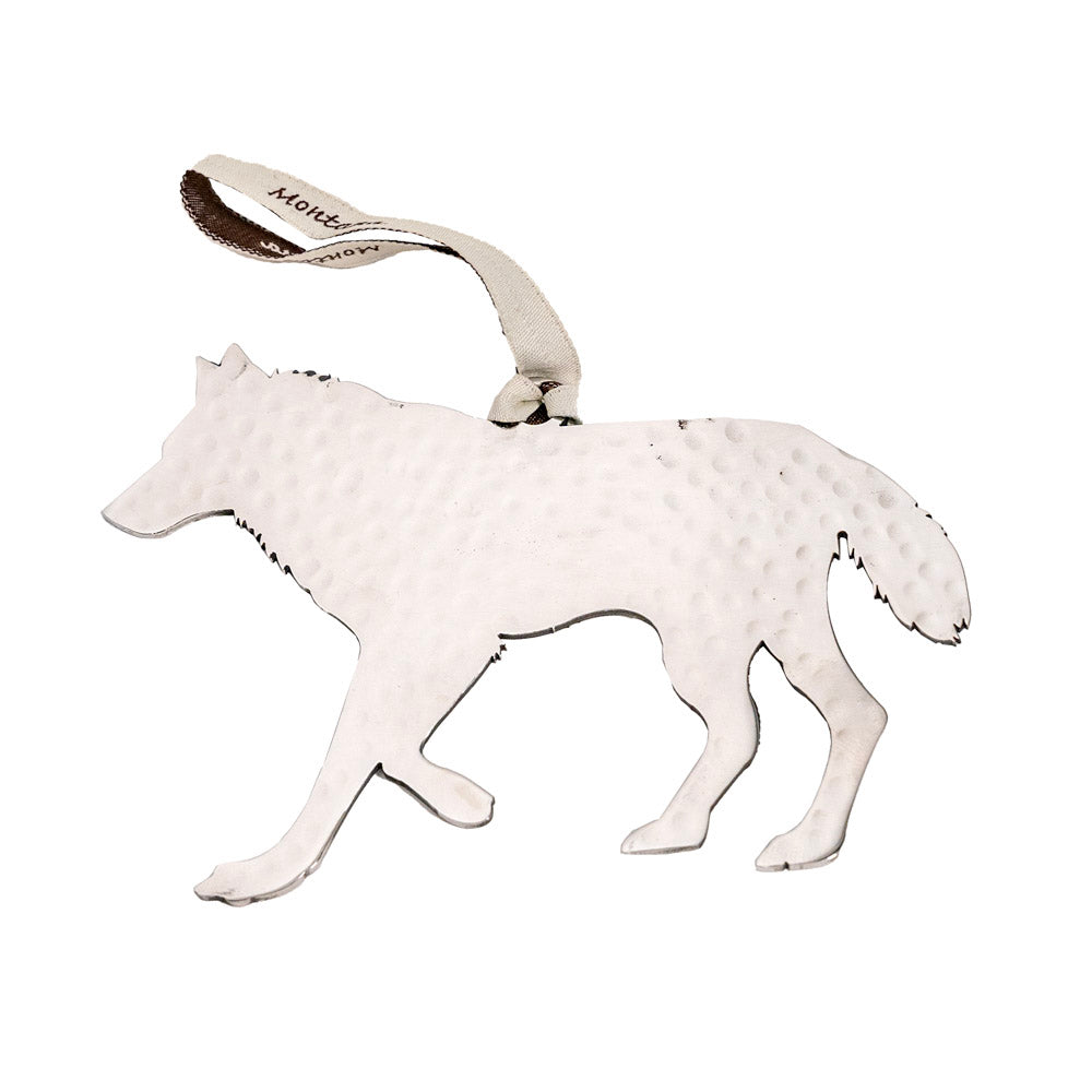 Wolf Stainless Steel Hammered Ornament by Art Studio Company (4 Colors, 2 Sizes)