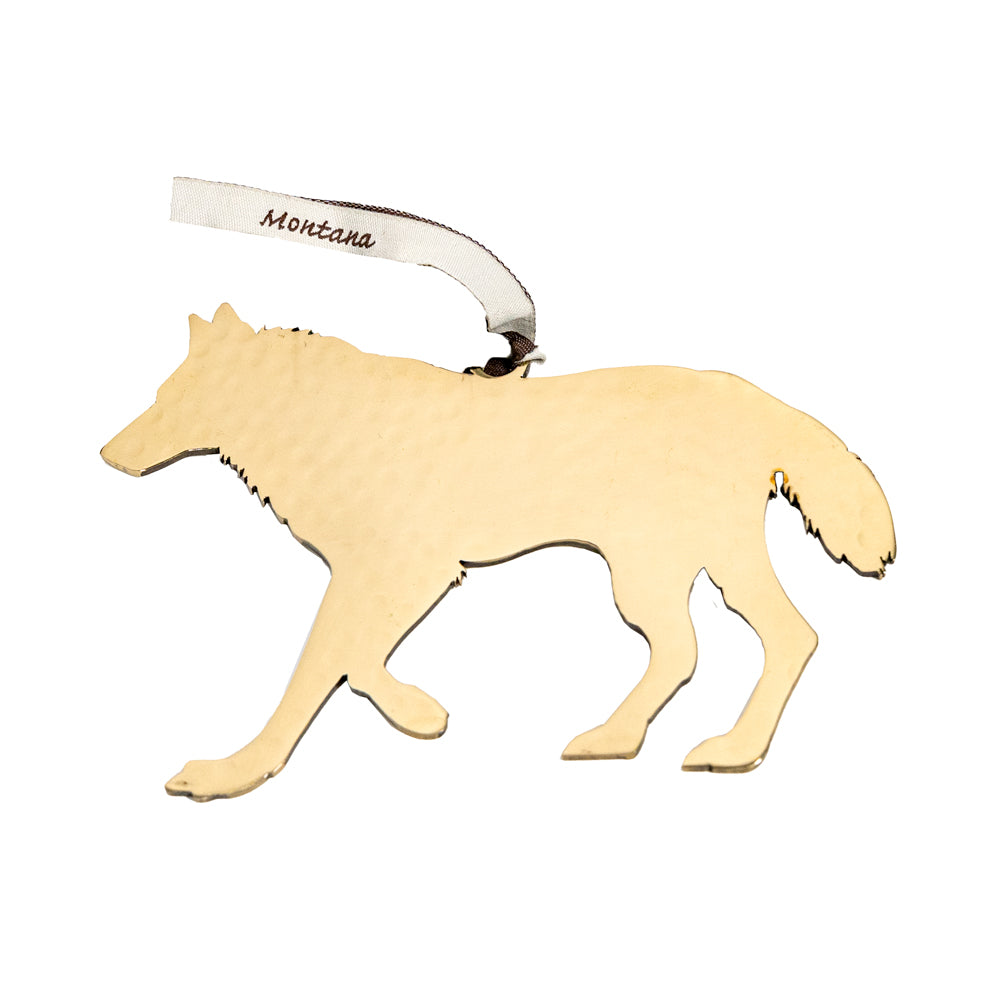 Wolf Stainless Steel Hammered Ornament by Art Studio Company (4 Colors, 2 Sizes)