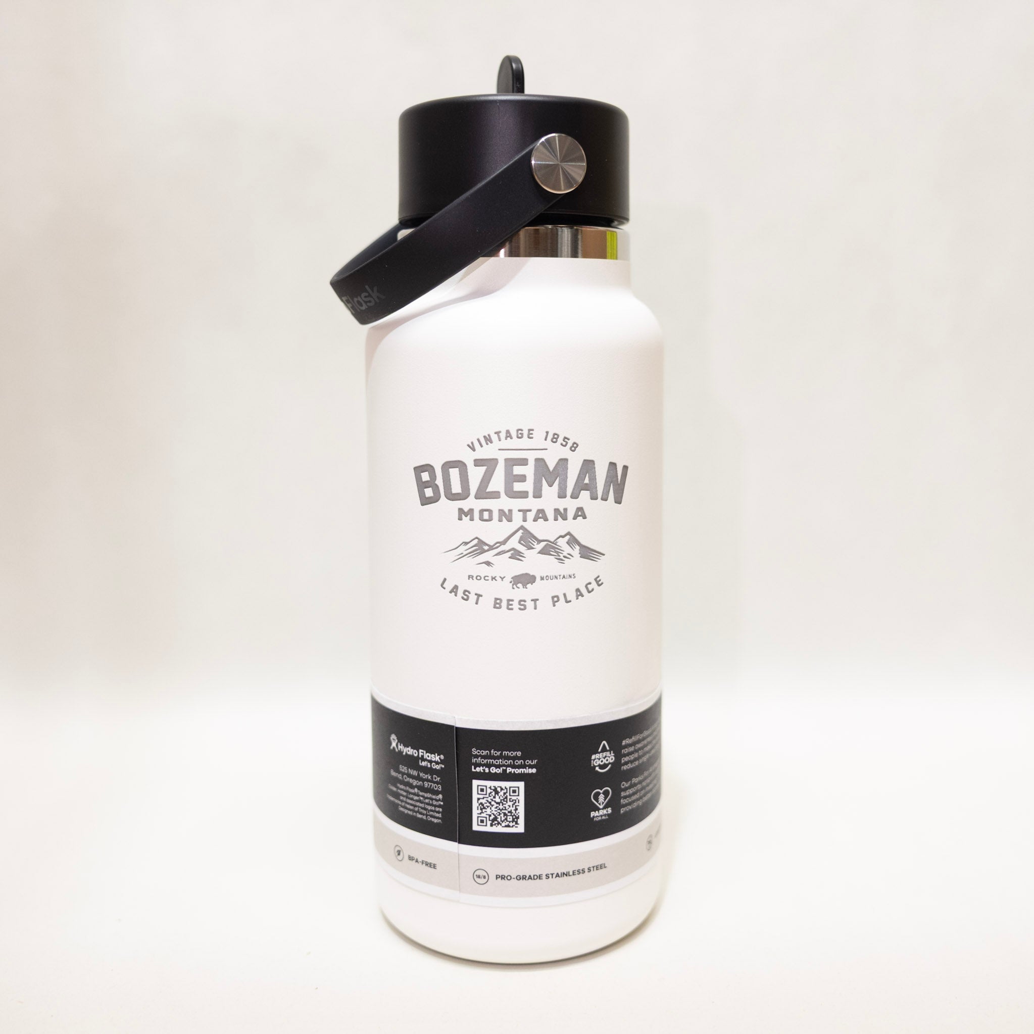76910 Vintage Bozeman White Hydro Flask 32 oz