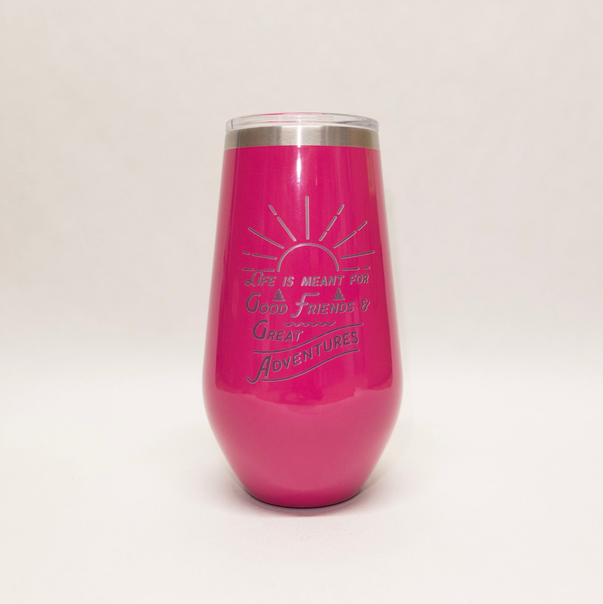 76915 raspberry stemless wine tumbler pure