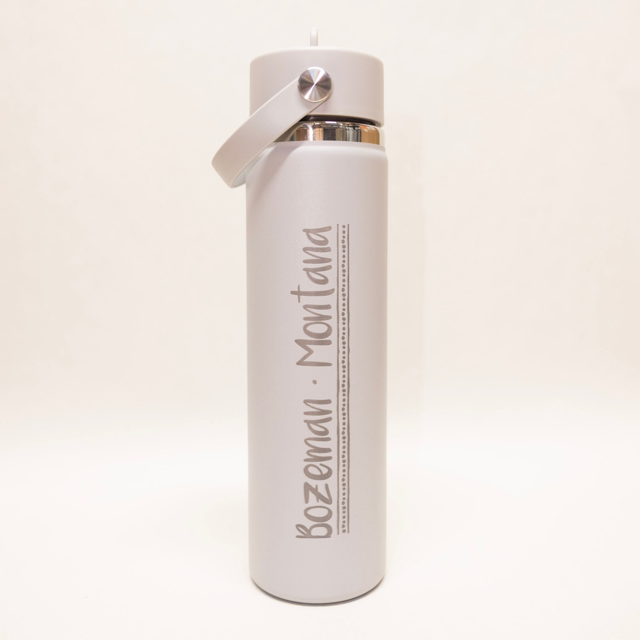 birch water bottle with 'Bozeman Montana' text on a white background