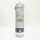 Light teal water bottle with text and a cow silhouette on a white background
