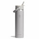 Gray water bottle with straw lid on a white background
