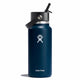 Blue Hydro Flask water bottle with black lid on a white background