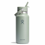 Green Hydro Flask water bottle with straw lid on a white background