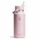 Pink Hydro Flask water bottle with straw lid on a white background