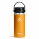 Orange Hydro Flask water bottle with black lid on a white background
