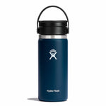 Blue Hydro Flask water bottle with black lid on a white background