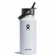 White Hydro Flask water bottle with black lid on a white background