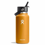 Orange Hydro Flask water bottle with black lid on a white background