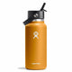Orange Hydro Flask water bottle with black lid on a white background