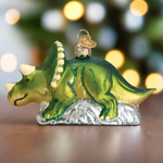 Triceratops Glass Ornament