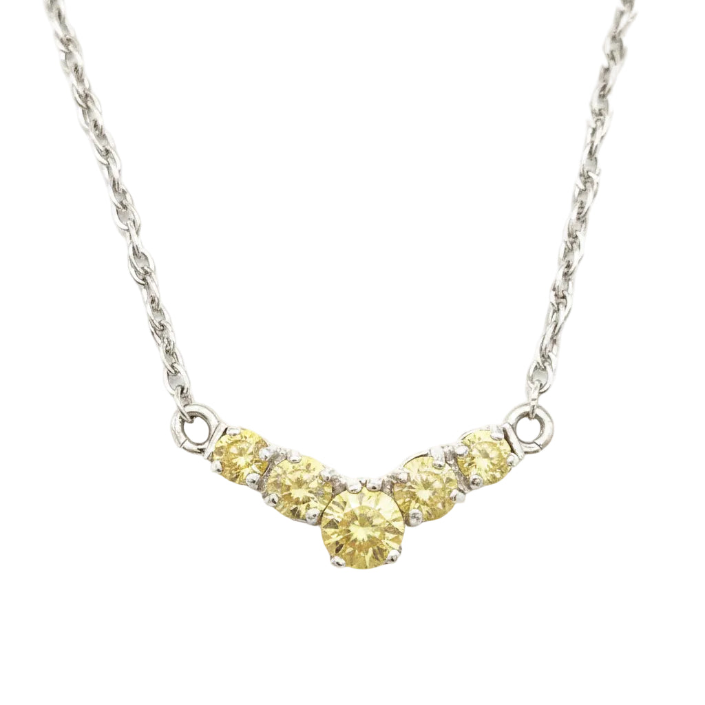 Necklace with yellow gemstones on a white background