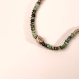 African Turquoise and Silver Pendant Gemstone Necklace - close up