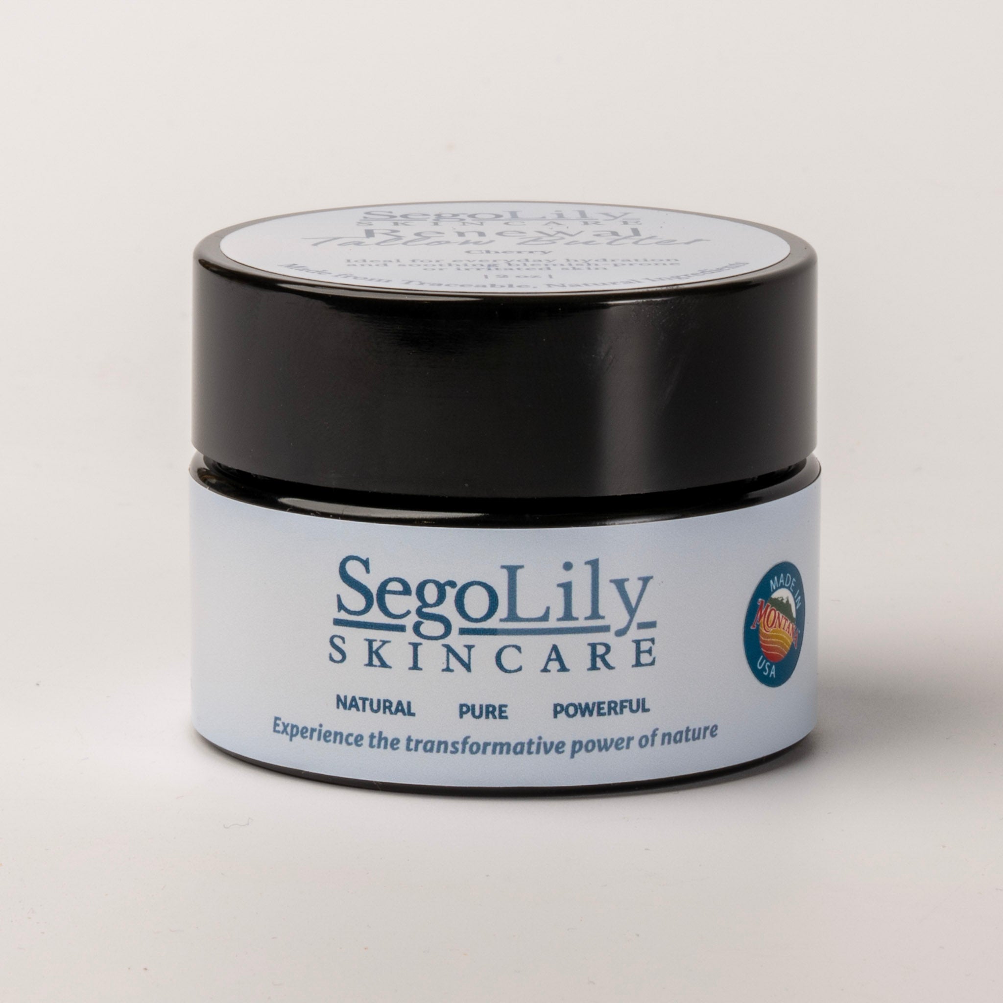 Jar of SegoLily skincare product on a light background