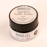 SenoLily Skincare Ageless Tallow Butter jar on a beige background