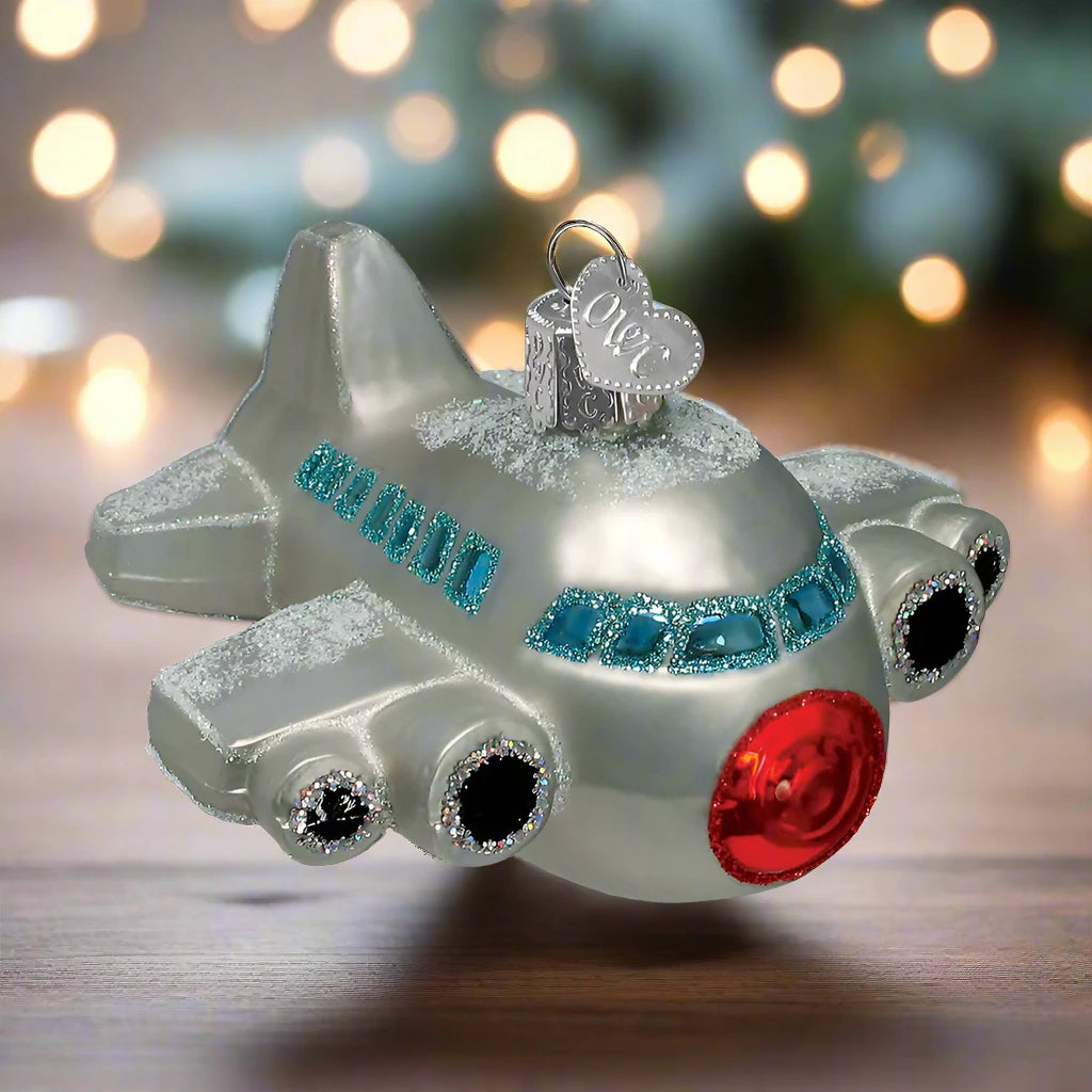 glass airplane ornament 