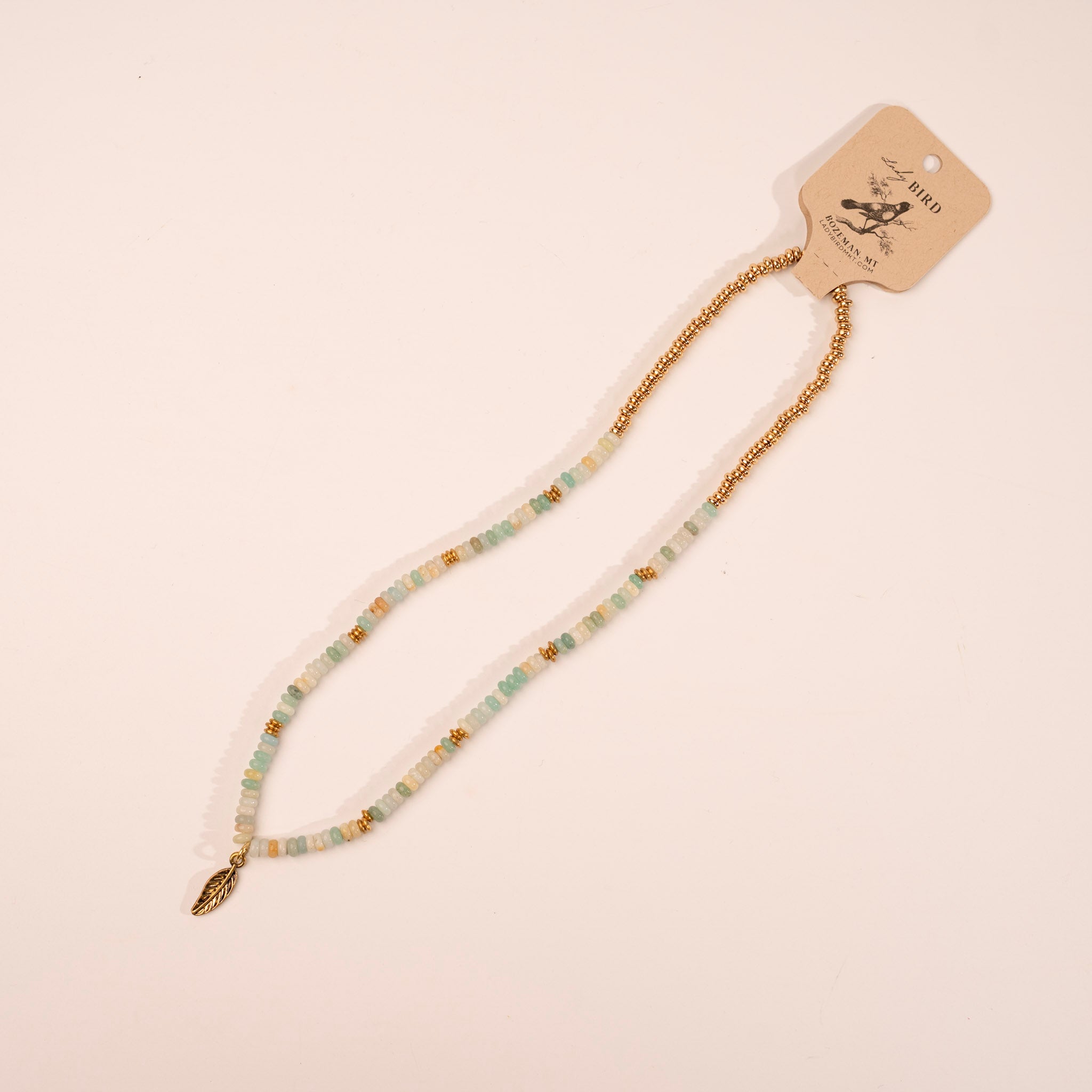 Amazonite and Gold Pendant Gemstone Necklace