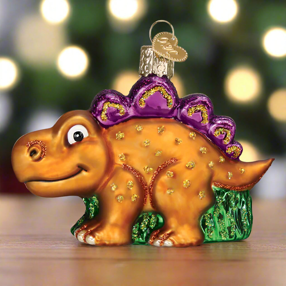 Adorable Stegosaurus Glass Ornament