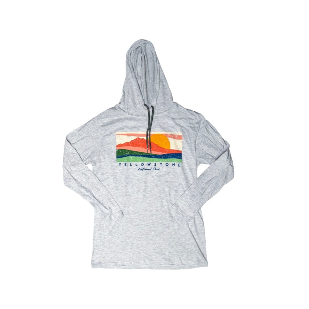 Ash Sunny Side Mountain Yellowstone National Park Hoodie by Prairie Mountain (5 sizes)