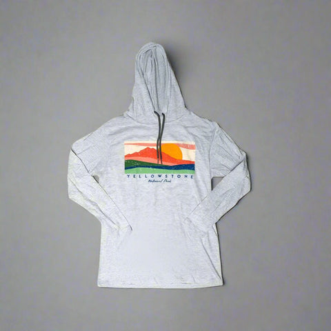 Ash Sunny Side Mountain Yellowstone National Park Hoodie by Prairie Mountain (5 sizes)