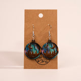 Aurora Moon and Stars Engraved Forest Earrings by Nine Mile Creative