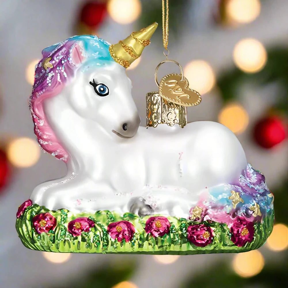 Baby Unicorn Glass Ornament