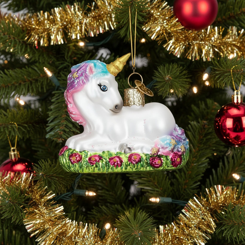 Baby Unicorn Glass Ornament